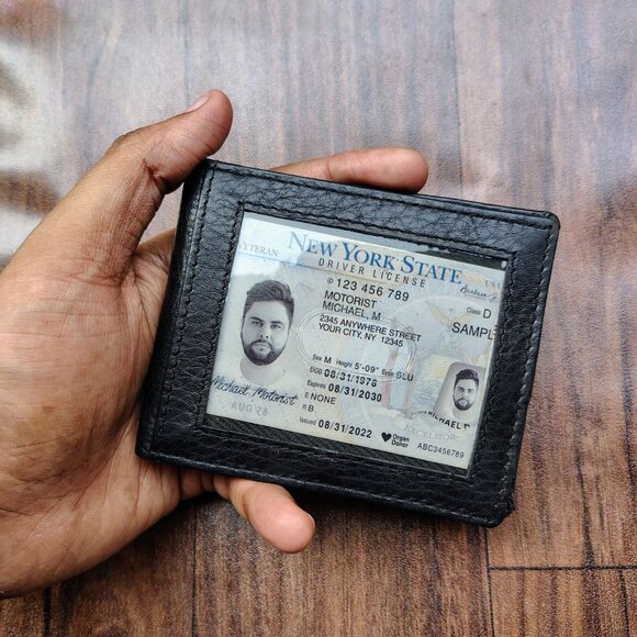 Men's slim wallet, leather wallet, leather bifold wallet, leather money clip - Picture 6 of 7